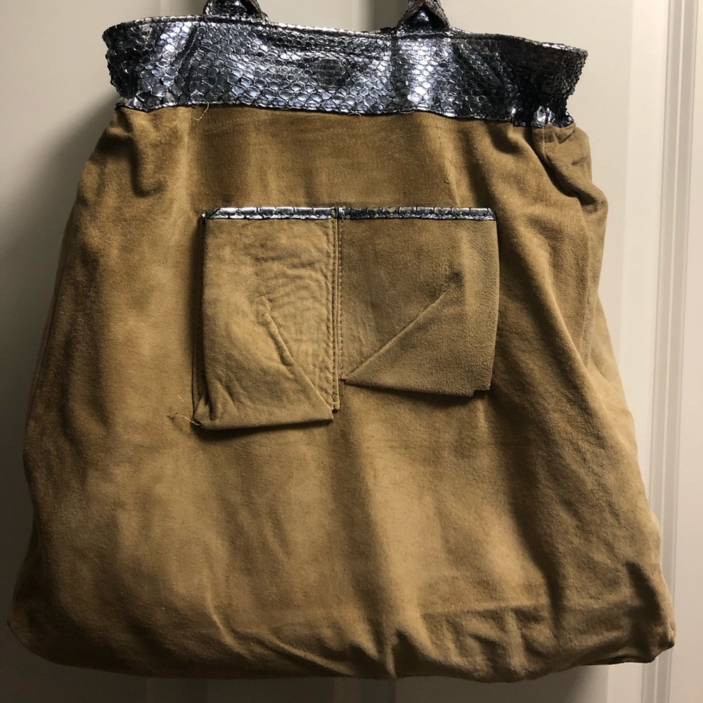 Zagliani Metallic Python Tote - image 5